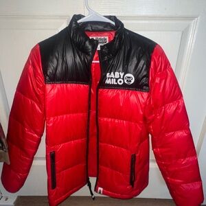 Bape Red and Black Puffer Jacket